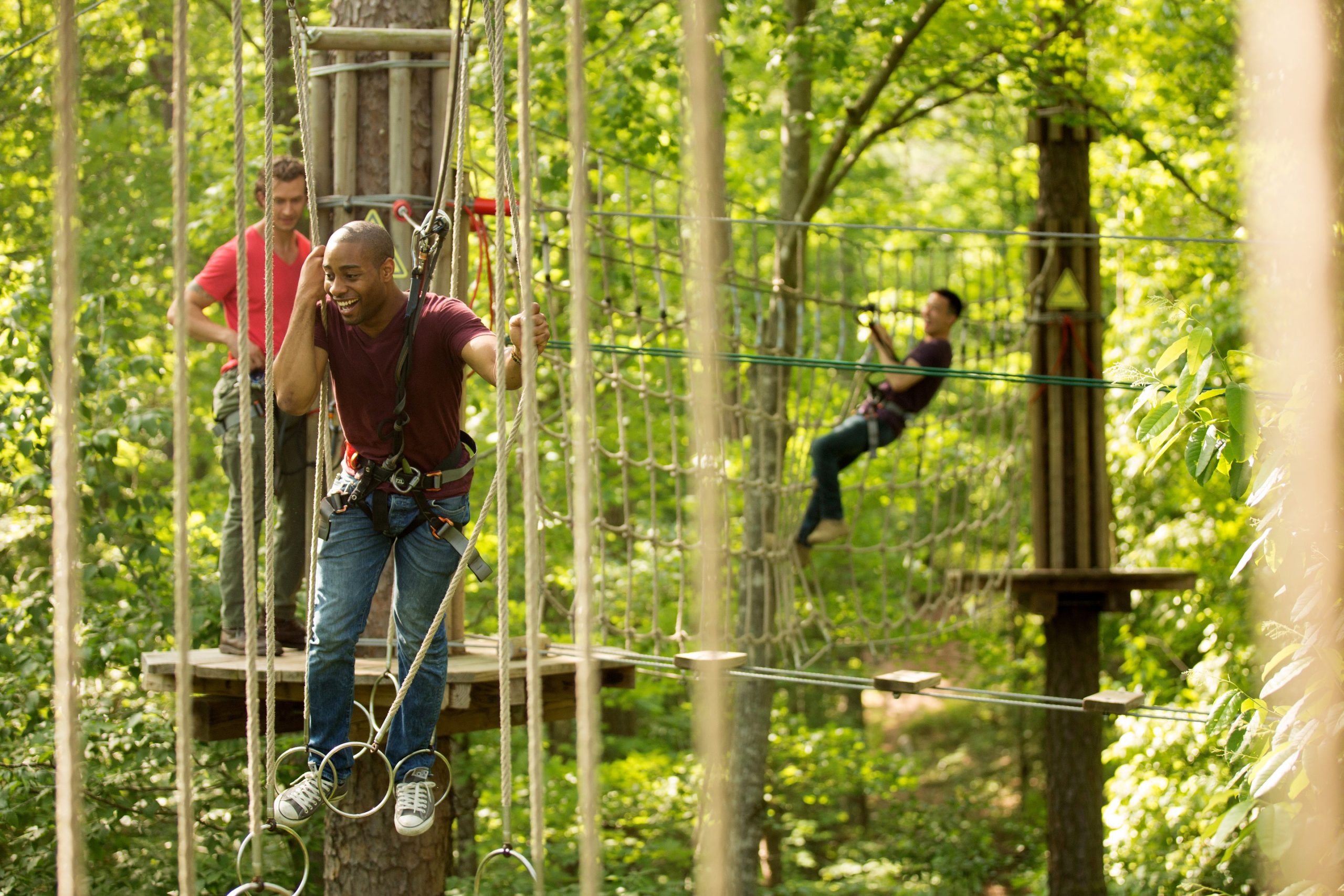 Man on crossing at Go Ape