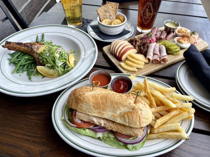 Union Bear Brewing Co. plates of various foods