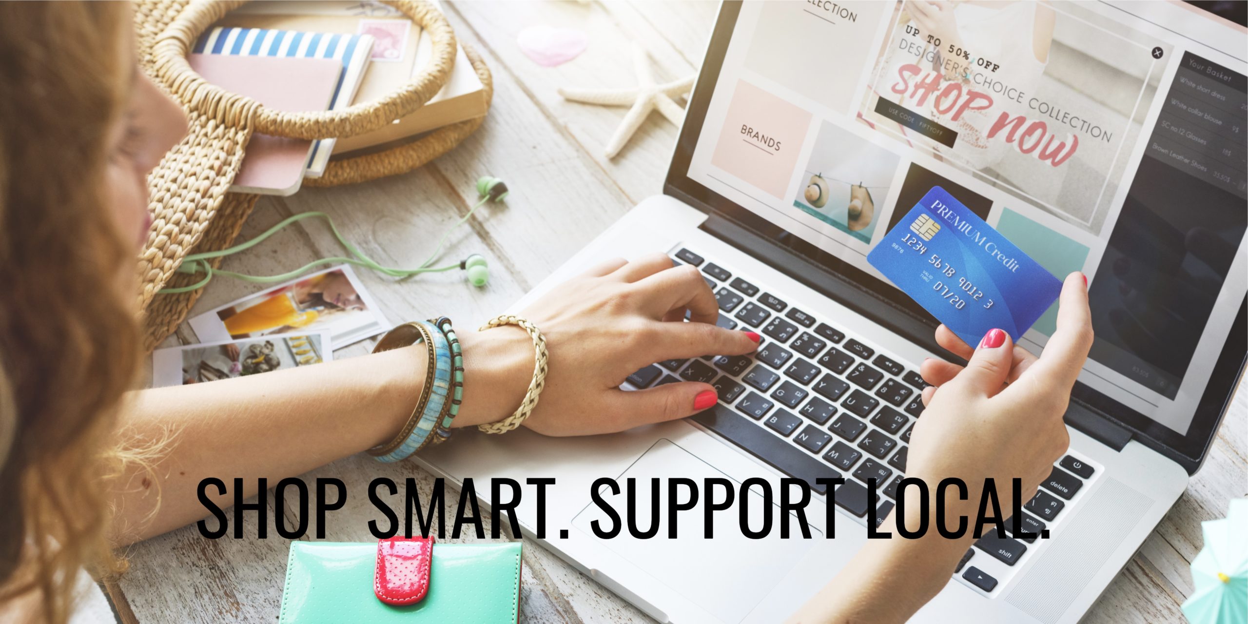 Shop Smart. Support Local. shop online graphic