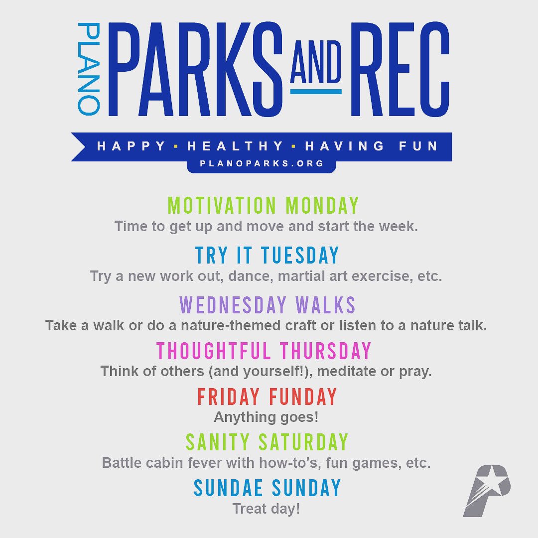 Plano Parks & Rec tips for COVID stress graphic