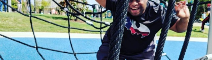 Special needs kids playing at Windhaven Meadows park