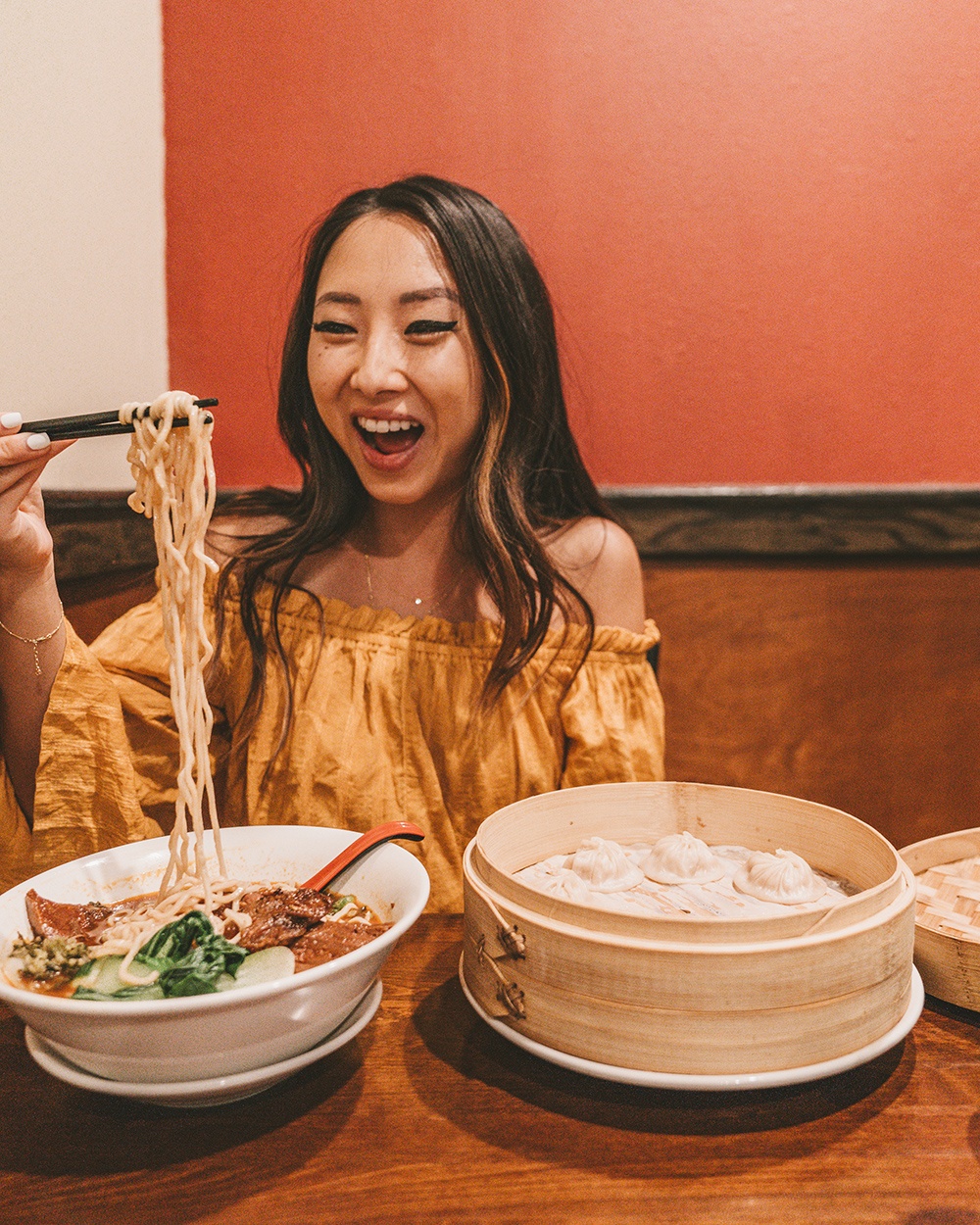 18 Best Plano Restaurants with Jane Ko | Jane eating beef noodles