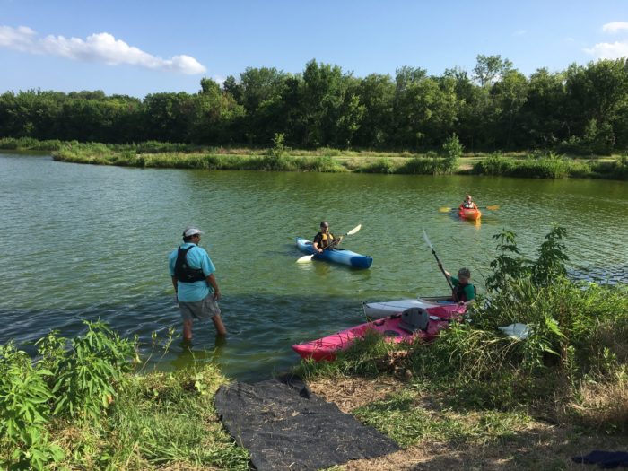 Kayaking on the lake at Oak Point Park