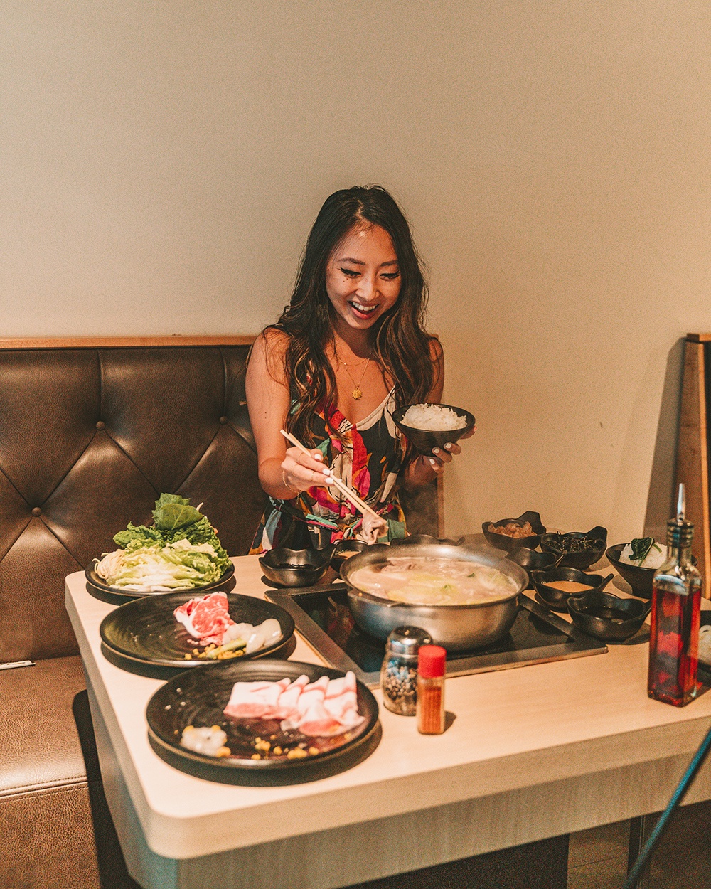 18 Best Plano Restaurants with Jane Ko | Jane eating Shabu Shabu