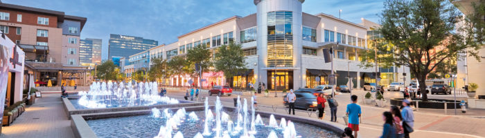 Fountain and shopping at Legacy West