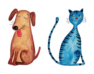 Watercolor Pets Adobe Stock Photo