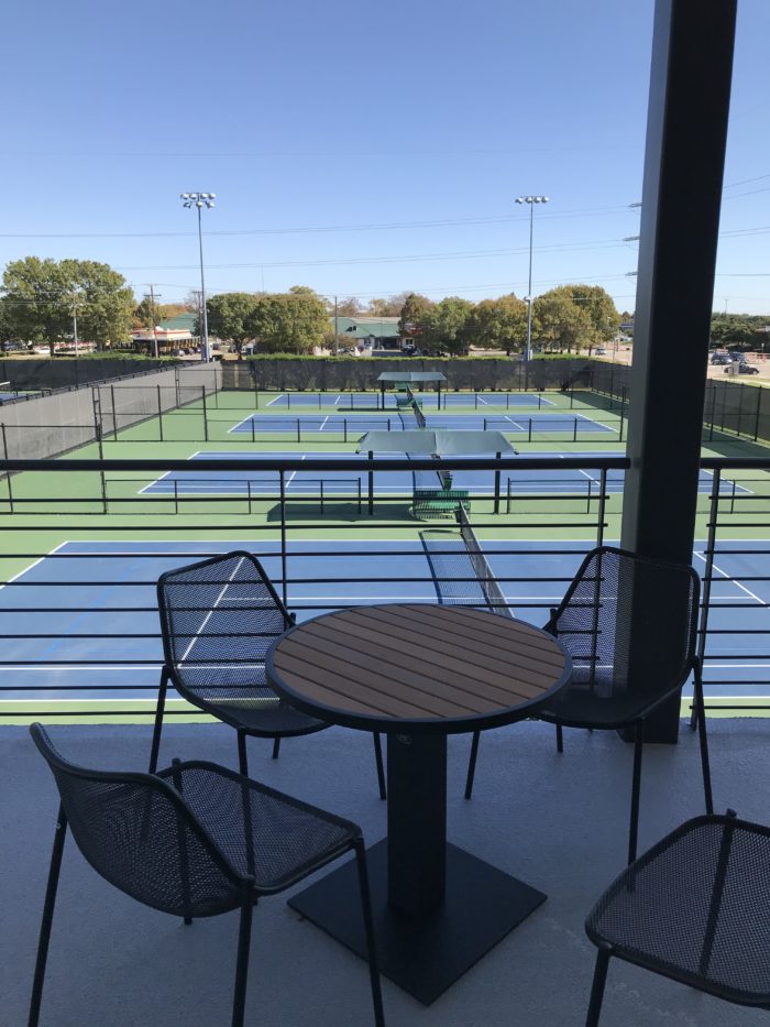 High Point Tennis Center raised viewing area of court
