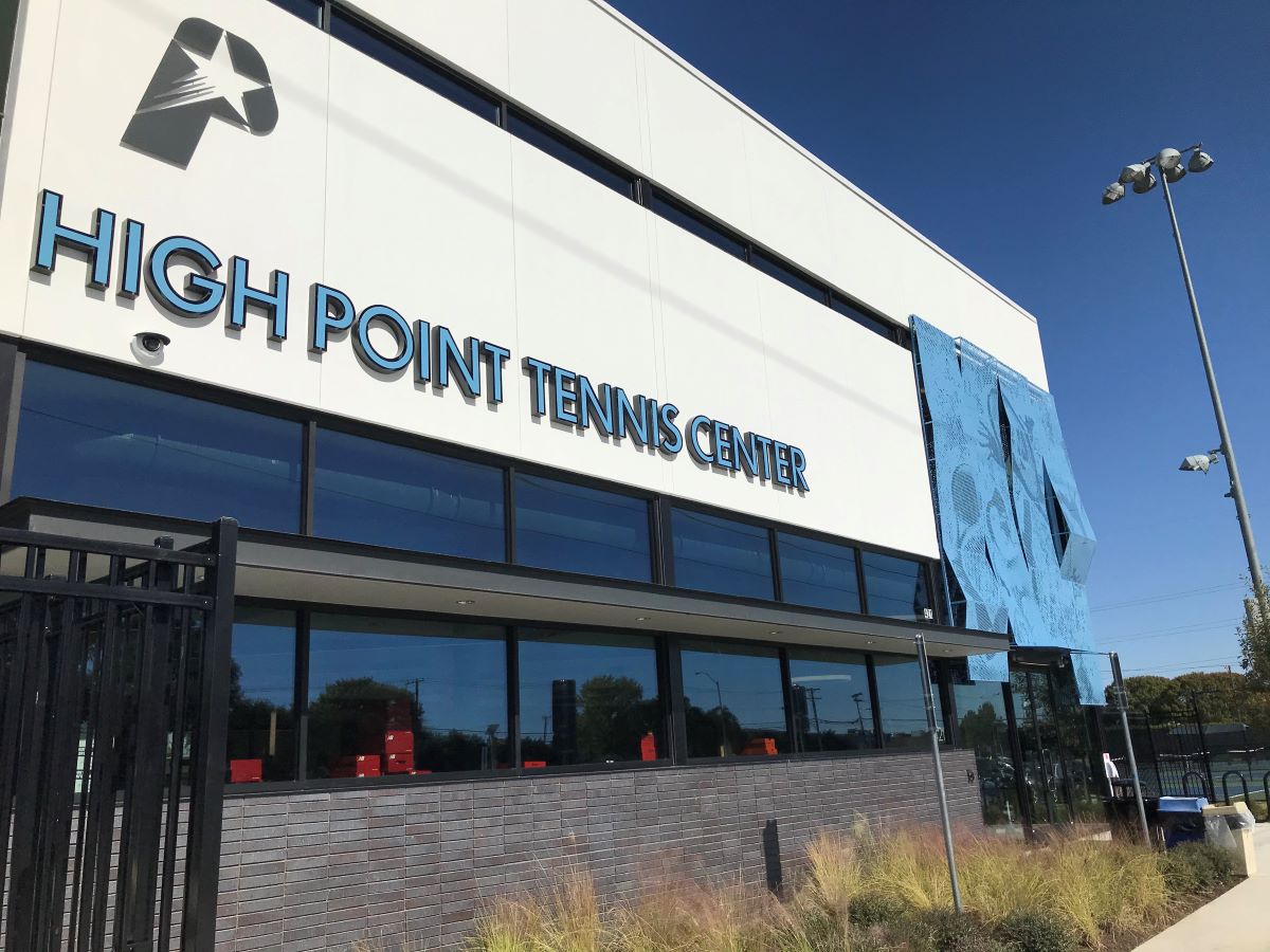 High Point Tennis Center exterior with sign