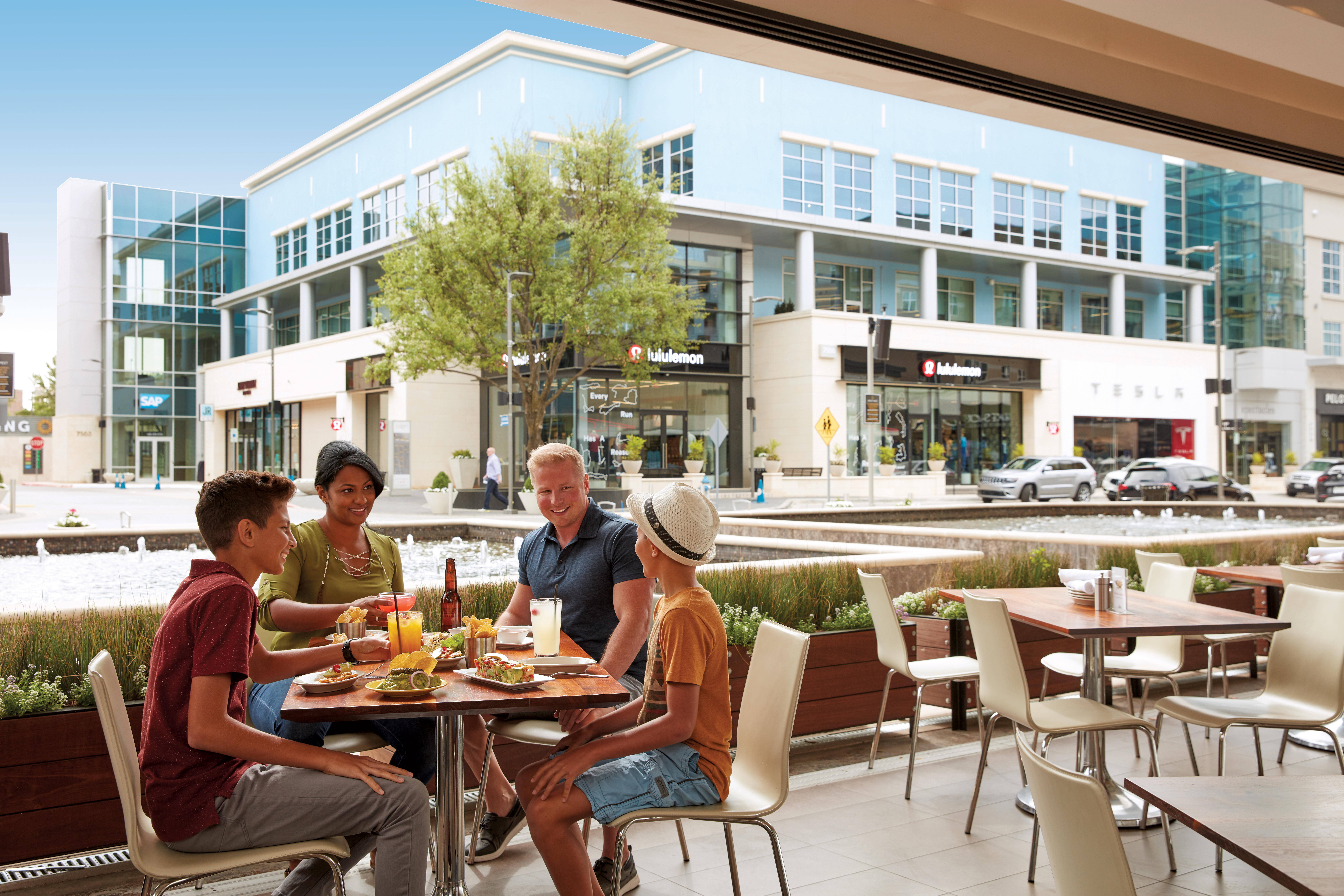 Family dining in Legacy West