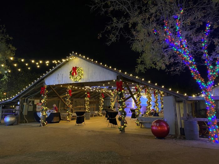 Heritage Farmstead Lights on the Farm - barn with holiday lights