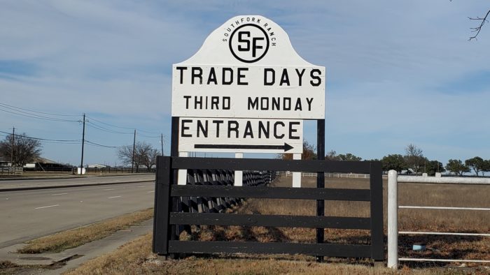 Southfork Ranch Third Monday Trade Days sign