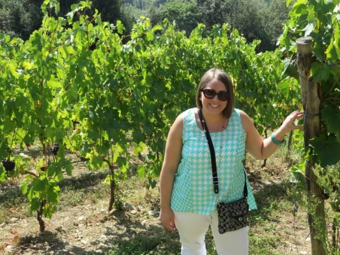 Marisa Obando in Italy at a vineyard