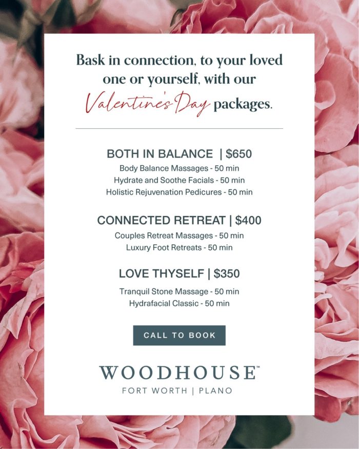 Woodhouse Day Spa Valentine's Day menu