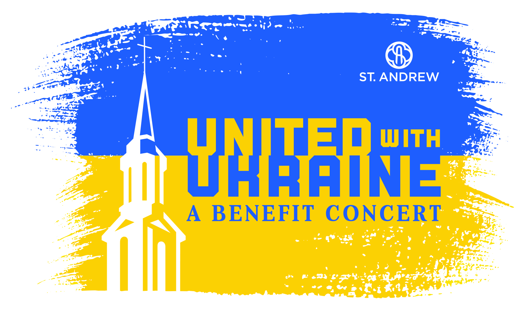 United with Ukraine graphic with St. Andrew logo