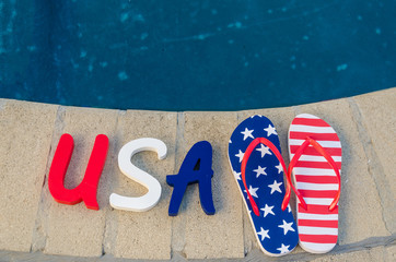 USA and Flip Flops Adobe Stock Photo