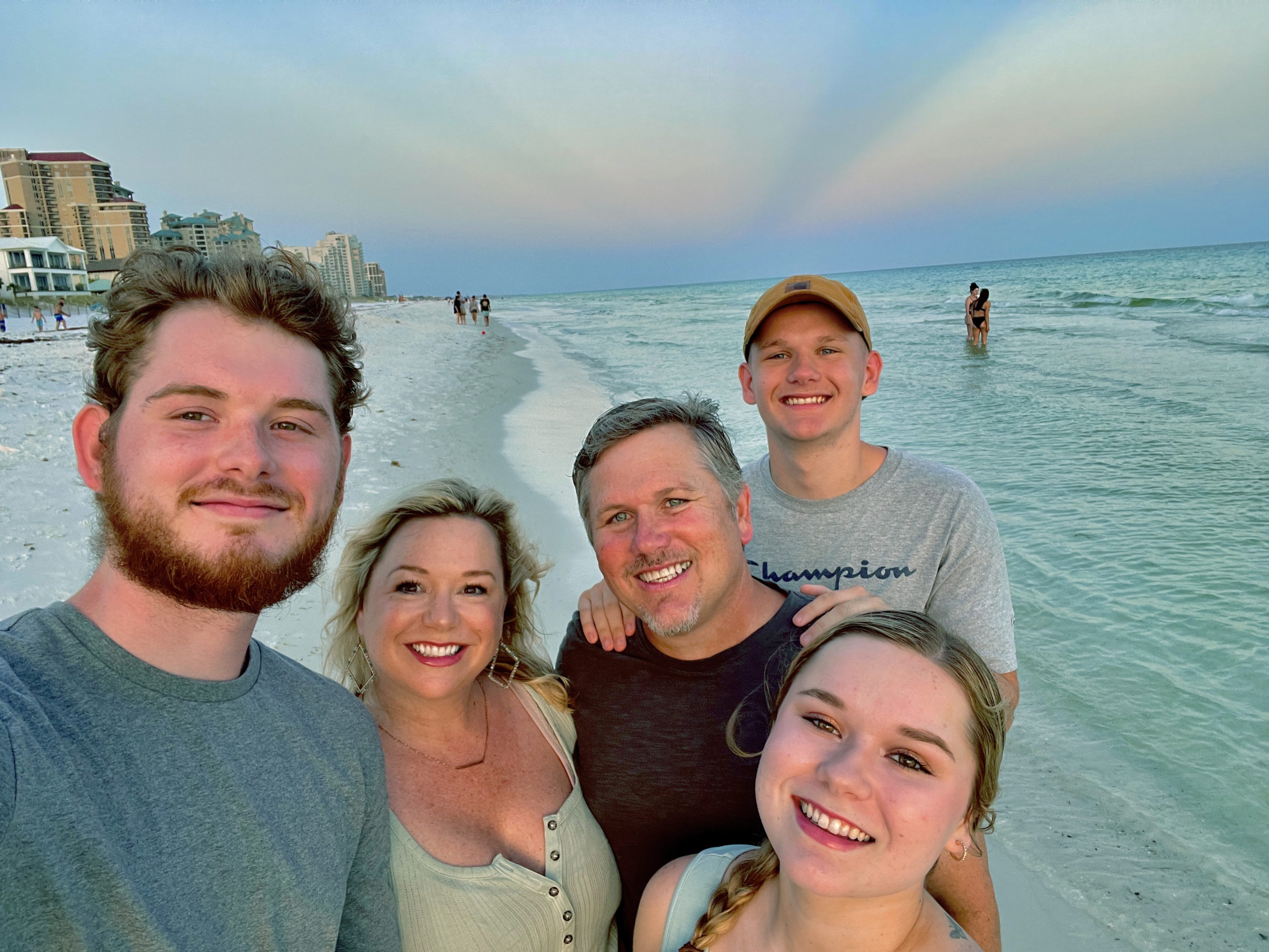 Stephanie and family on the beach