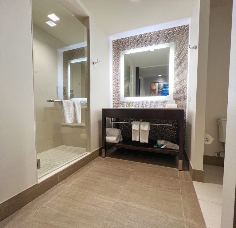 Hilton Dallas Plano Granite Park bathroom