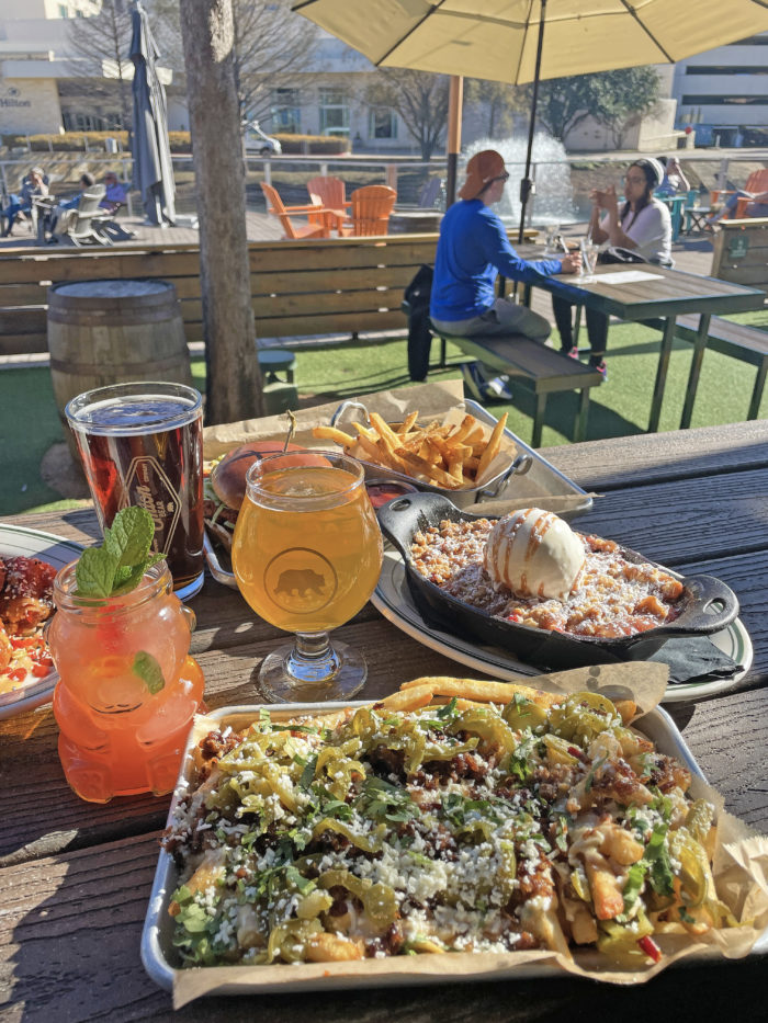 Union Bear table of food on patio