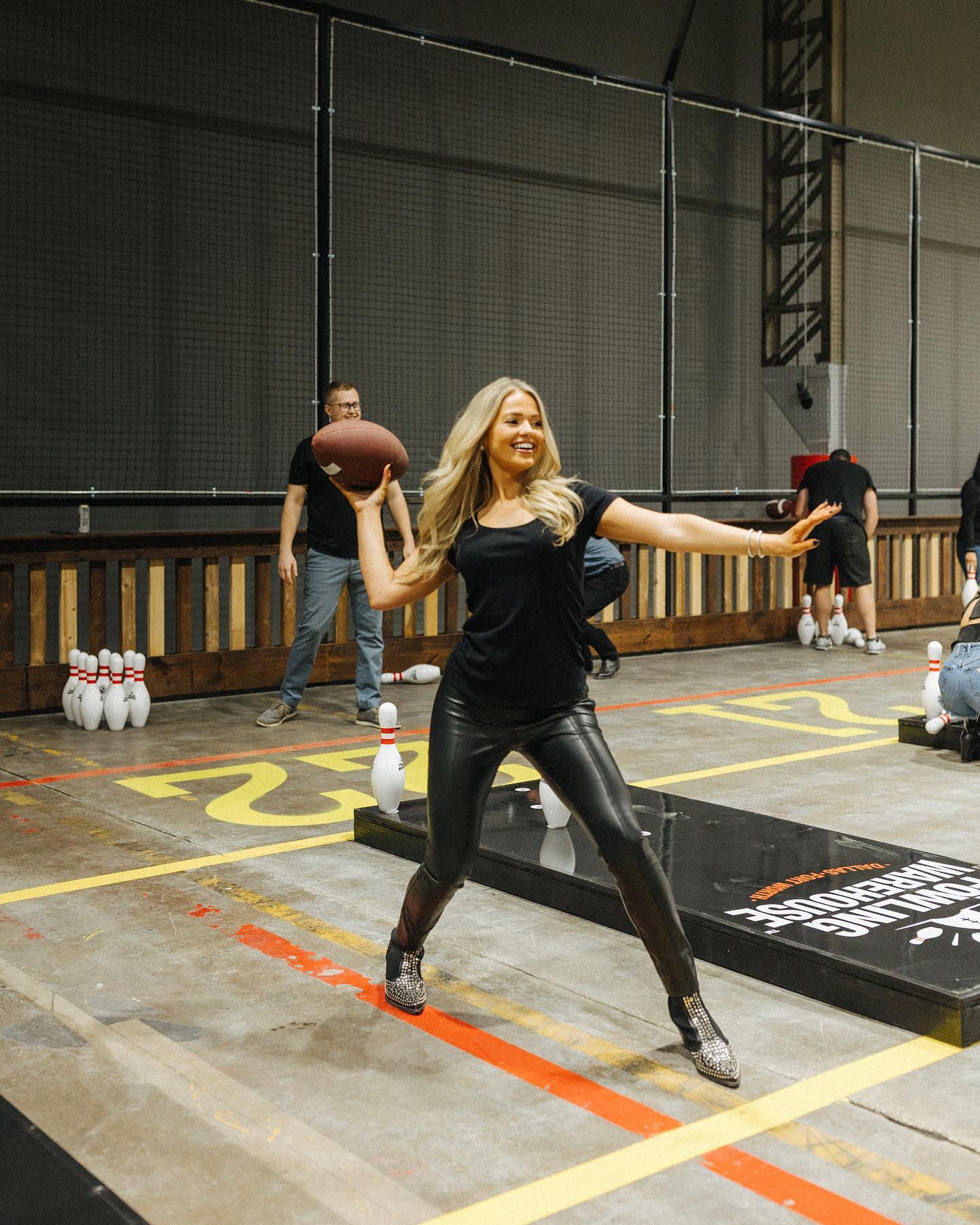 Women throwing football playing fowling at Fowling Warehouse