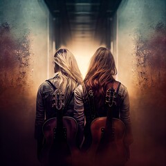 two girls and guitars adobe stock photo