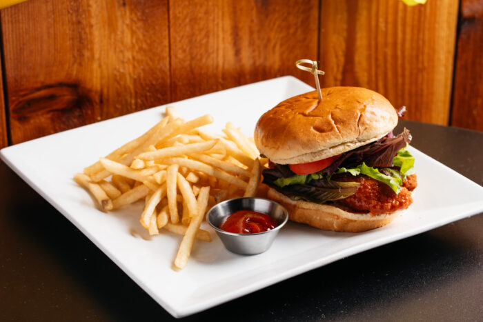Hamburger and fries