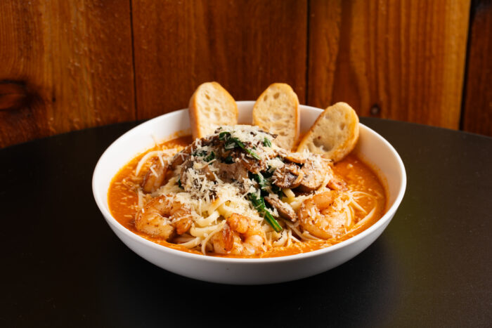 Shrimp vodka linguine