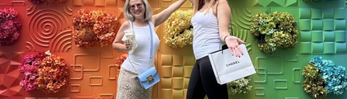 Journalist Jenna Walker (right) with a friend shopping at Legacy West during their weekend getaway to Plano