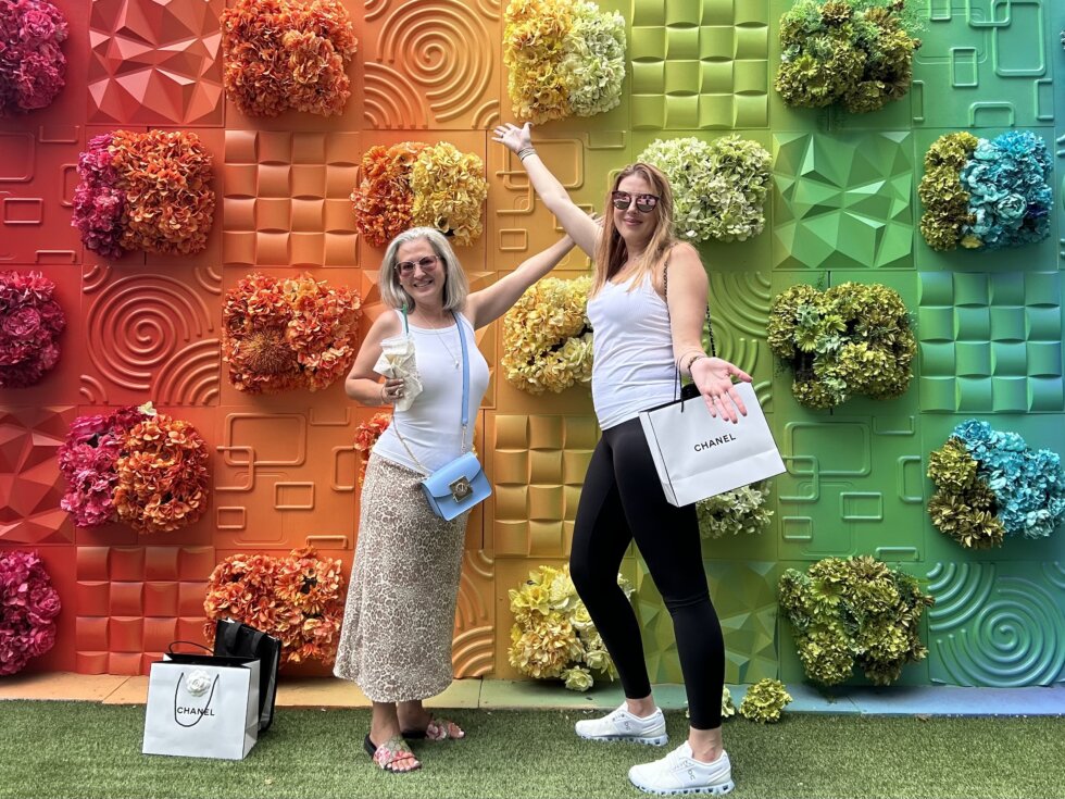 Journalist Jenna Walker (right) with a friend shopping at Legacy West during their weekend getaway to Plano