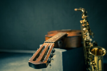 Saxophone and Guitar Adobe Stock Photo