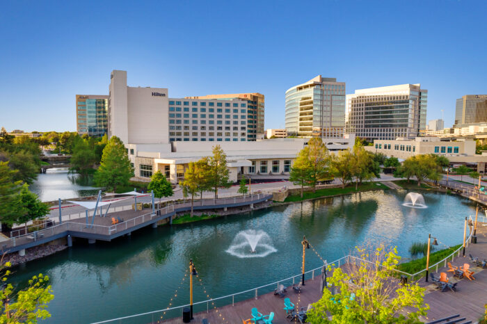 Hilton Dallas Plano Granite Park aerial view with Boardwalk