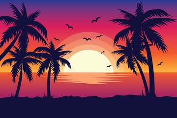 Sunset at Beach Adobe Stock Photo