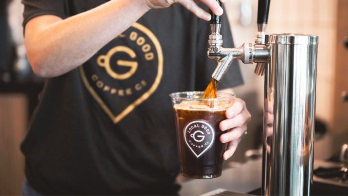 Local Good Coffee Co. barista pouring a cold brew coffee