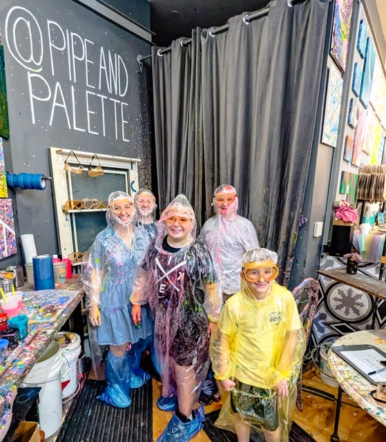 Texas Wanderers at Pipe & Palette in Plano, TX doing splatter paint