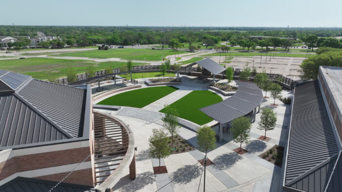 Aerial view of Plano Event Center's renovated courtyard