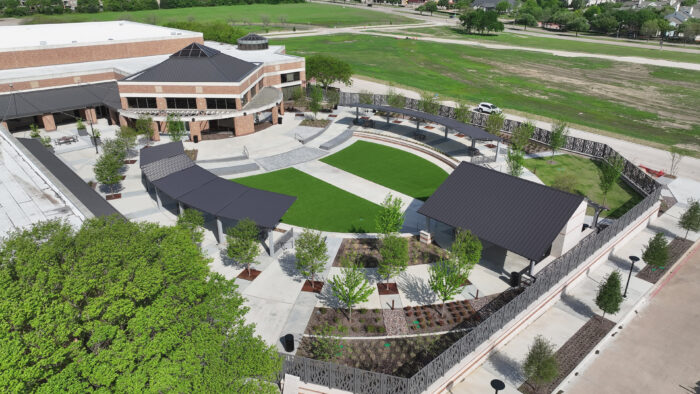 Aerial view of Plano Event Center's renovated courtyard