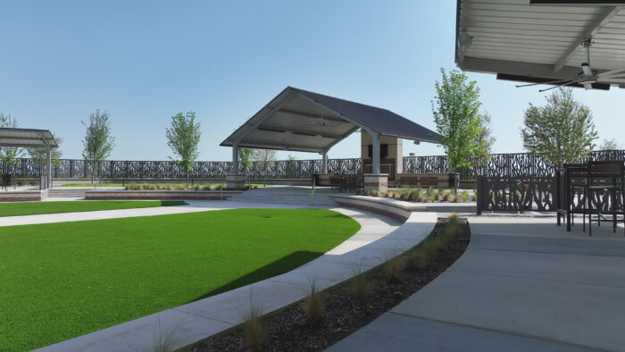 Side view of Plano Event Center's renovated courtyard