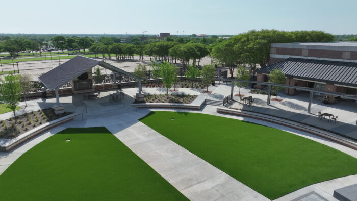 Aerial view of Plano Event Center's renovated courtyard