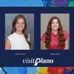 Visit Plano new hire headdshots for Olivia Larson and Hailee Lykins with hot air balloon mural