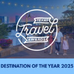 Photo of a family at The Boardwalk at Granite Park in Plano with the Texas Travel Awards logo and the words Destination of the Year 2025