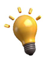 A yellow light bulb is glowing with four short rays radiating outward, symbolizing an idea or inspiration. The background is white.