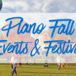 People gather on a grassy field with colorful hot air balloons in the background, celebrating some of the best Fall Events in Plano. Text over the image reads Plano Fall Events & Festivals.